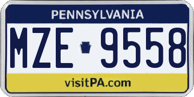 PA license plate MZE9558