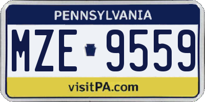 PA license plate MZE9559
