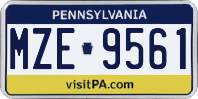 PA license plate MZE9561