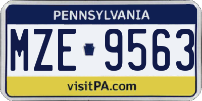 PA license plate MZE9563