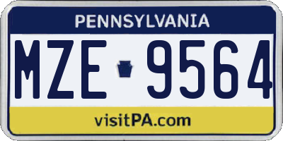 PA license plate MZE9564
