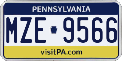 PA license plate MZE9566