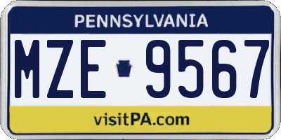 PA license plate MZE9567