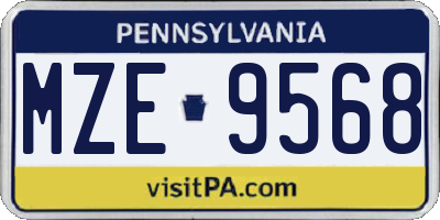 PA license plate MZE9568