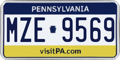 PA license plate MZE9569