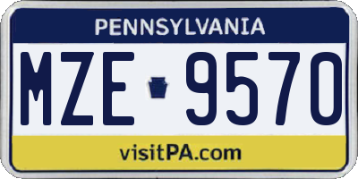 PA license plate MZE9570