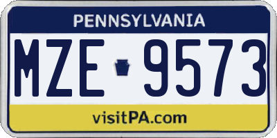PA license plate MZE9573