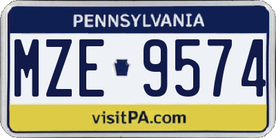 PA license plate MZE9574