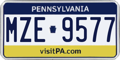 PA license plate MZE9577