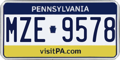 PA license plate MZE9578