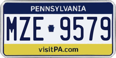 PA license plate MZE9579