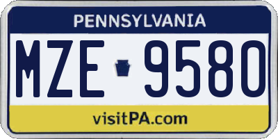 PA license plate MZE9580