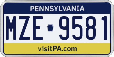 PA license plate MZE9581