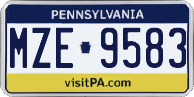 PA license plate MZE9583