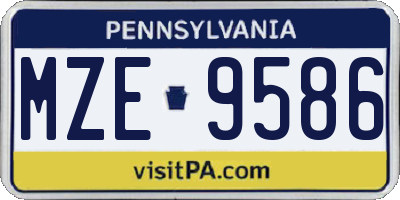 PA license plate MZE9586
