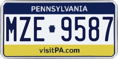 PA license plate MZE9587