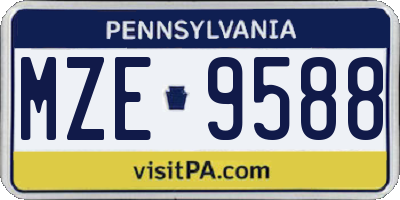 PA license plate MZE9588