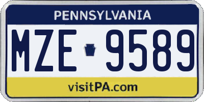 PA license plate MZE9589