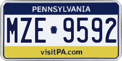 PA license plate MZE9592