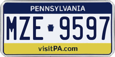 PA license plate MZE9597