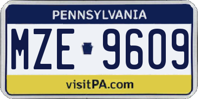 PA license plate MZE9609