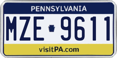 PA license plate MZE9611