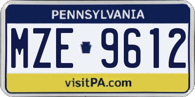 PA license plate MZE9612