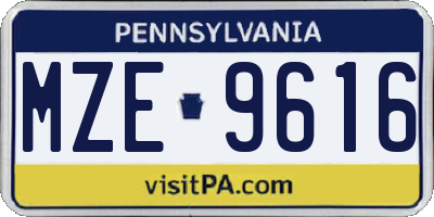 PA license plate MZE9616