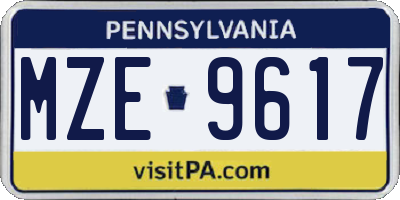 PA license plate MZE9617