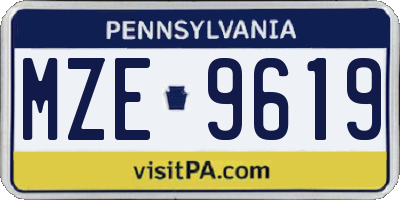 PA license plate MZE9619