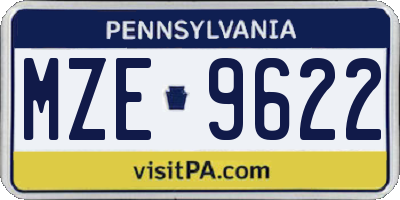 PA license plate MZE9622