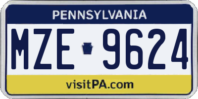 PA license plate MZE9624