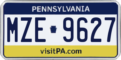 PA license plate MZE9627