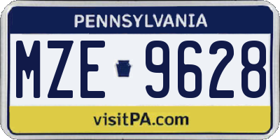 PA license plate MZE9628