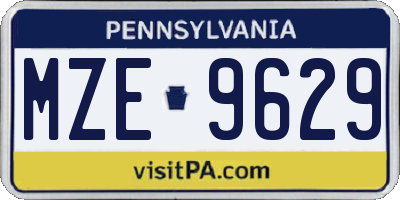 PA license plate MZE9629