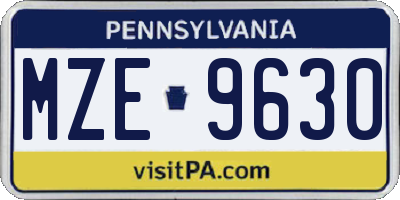 PA license plate MZE9630