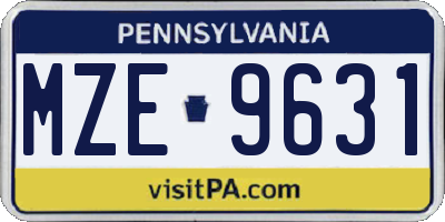 PA license plate MZE9631