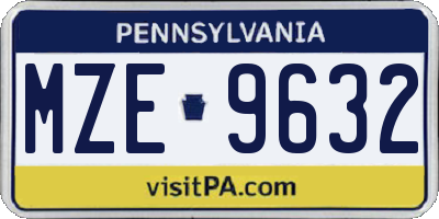 PA license plate MZE9632