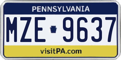 PA license plate MZE9637