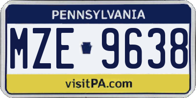 PA license plate MZE9638