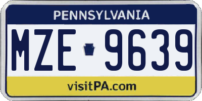 PA license plate MZE9639