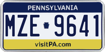 PA license plate MZE9641
