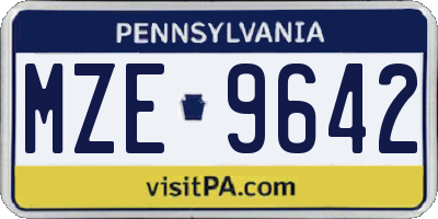 PA license plate MZE9642