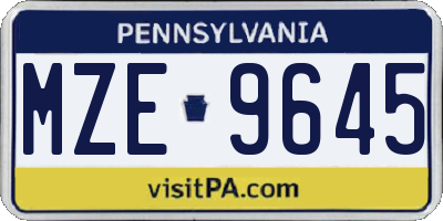 PA license plate MZE9645