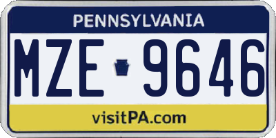 PA license plate MZE9646