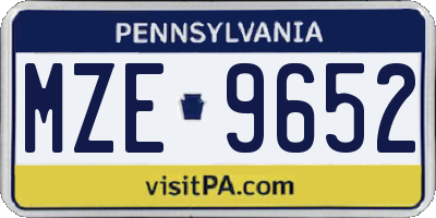 PA license plate MZE9652
