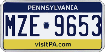 PA license plate MZE9653