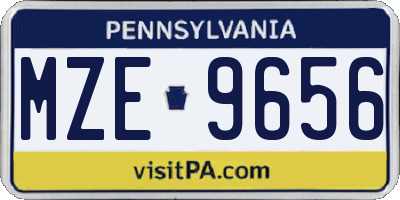 PA license plate MZE9656