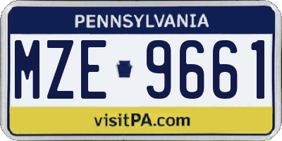 PA license plate MZE9661