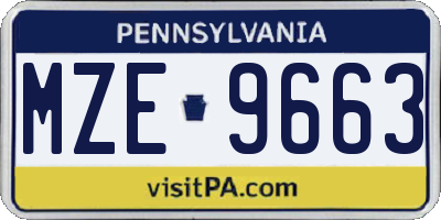 PA license plate MZE9663